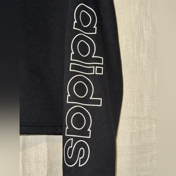 Adidas Black Cropped Pullover Sweatshirt Top - Picture 3 of 5